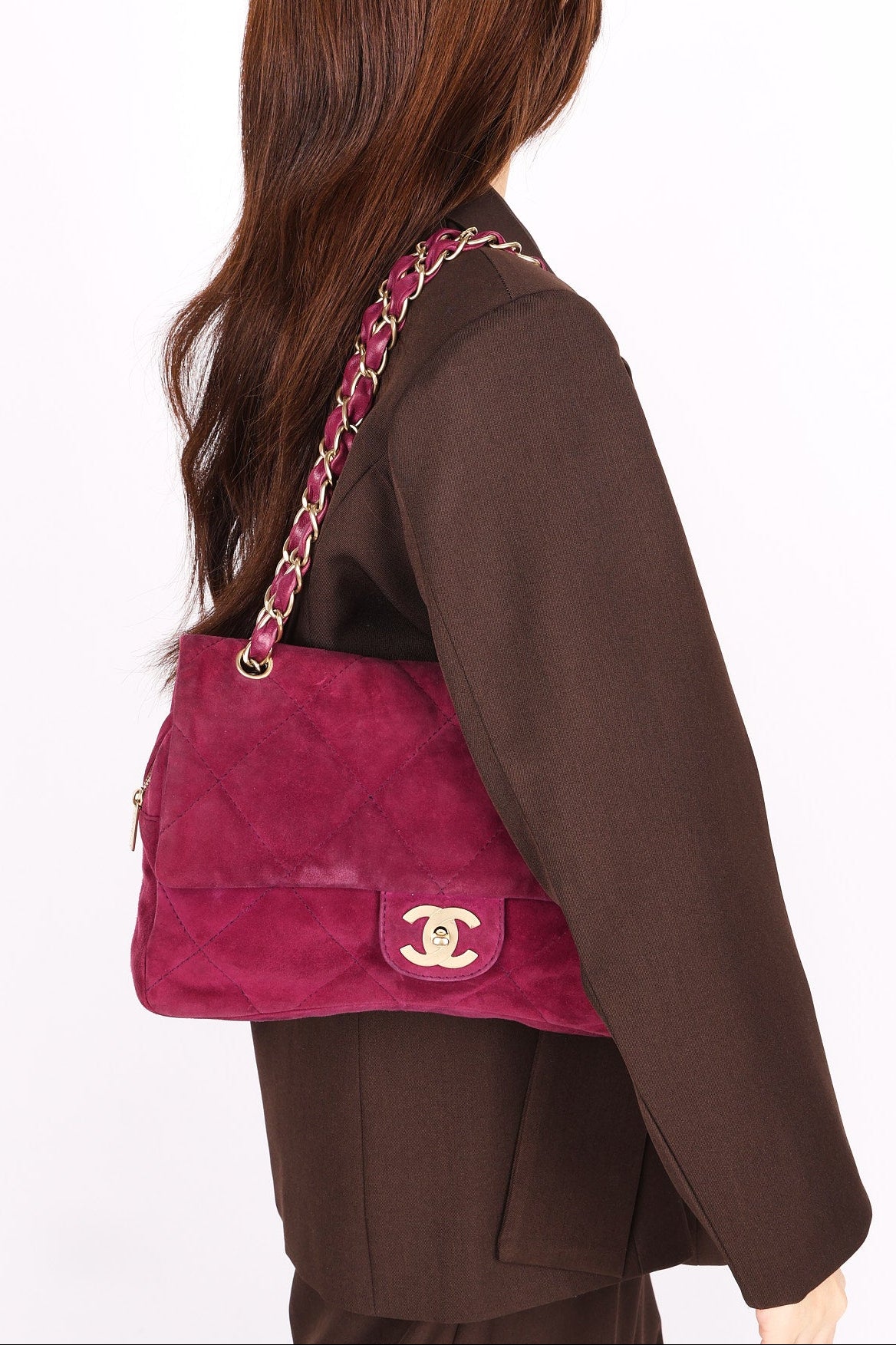 Chanel Easy Flap Plum Microsuede 2014 BGHW