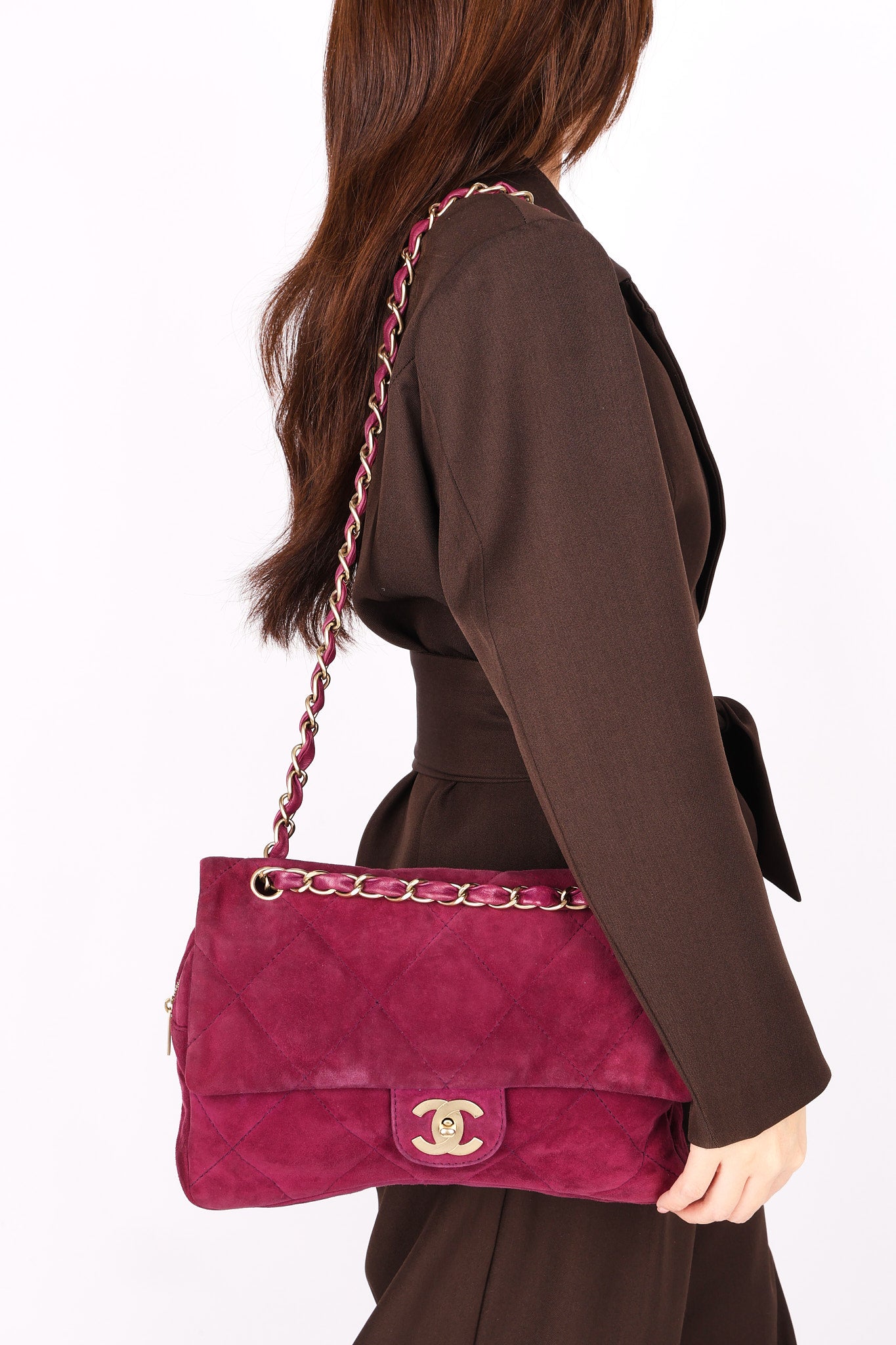 Chanel Easy Flap Plum Microsuede 2014 BGHW
