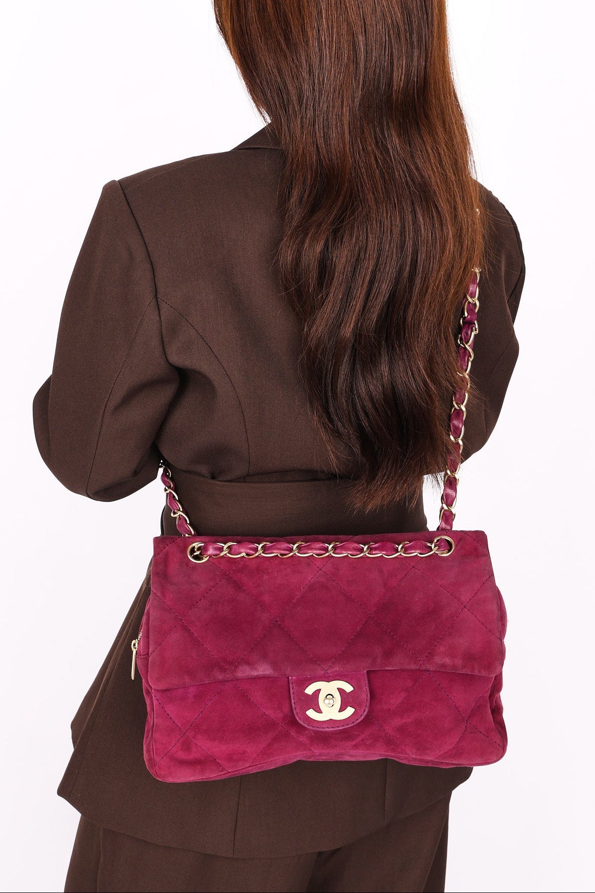 Chanel Easy Flap Plum Microsuede 2014 BGHW