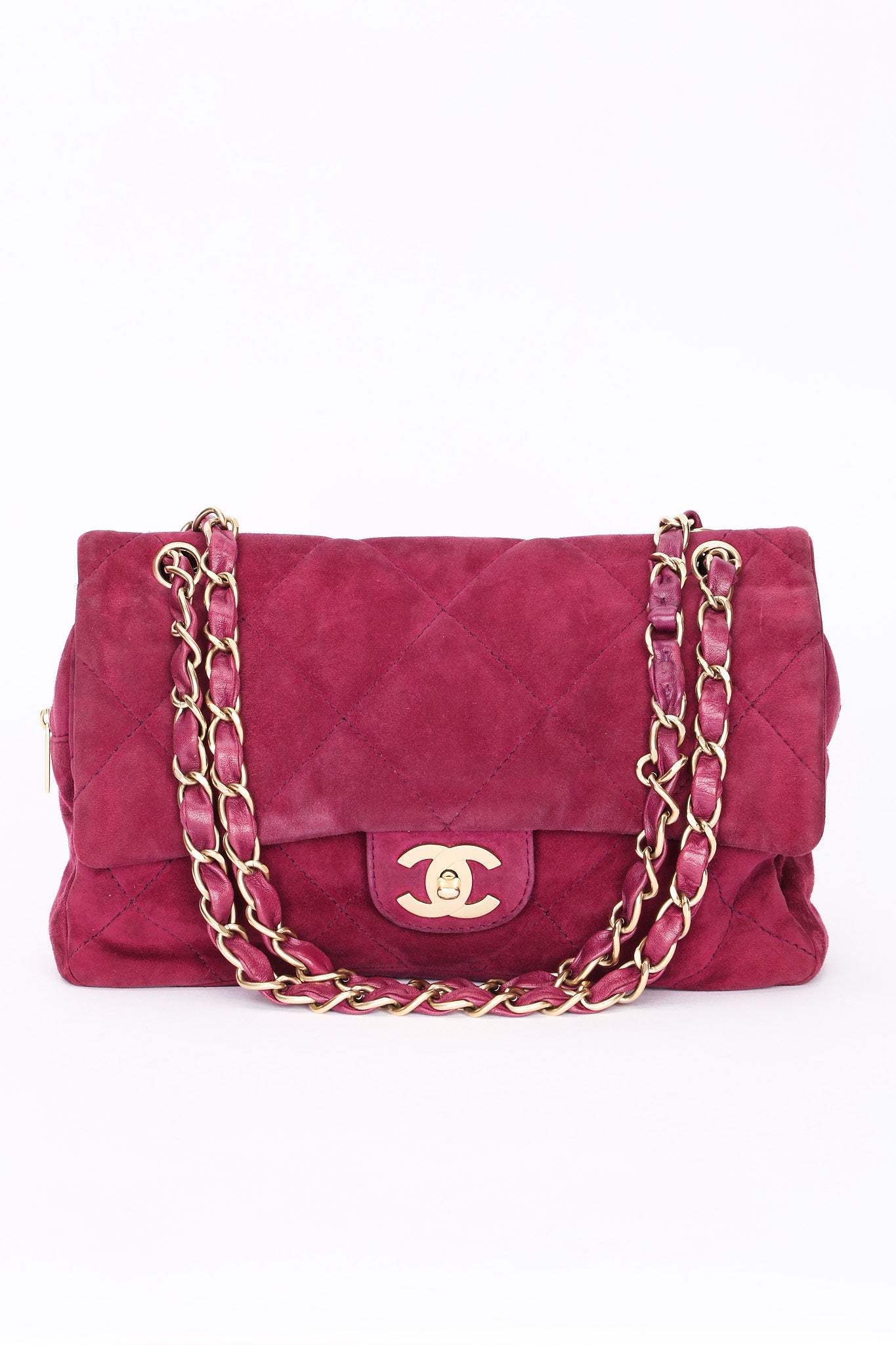 Chanel Easy Flap Plum Microsuede 2014 BGHW