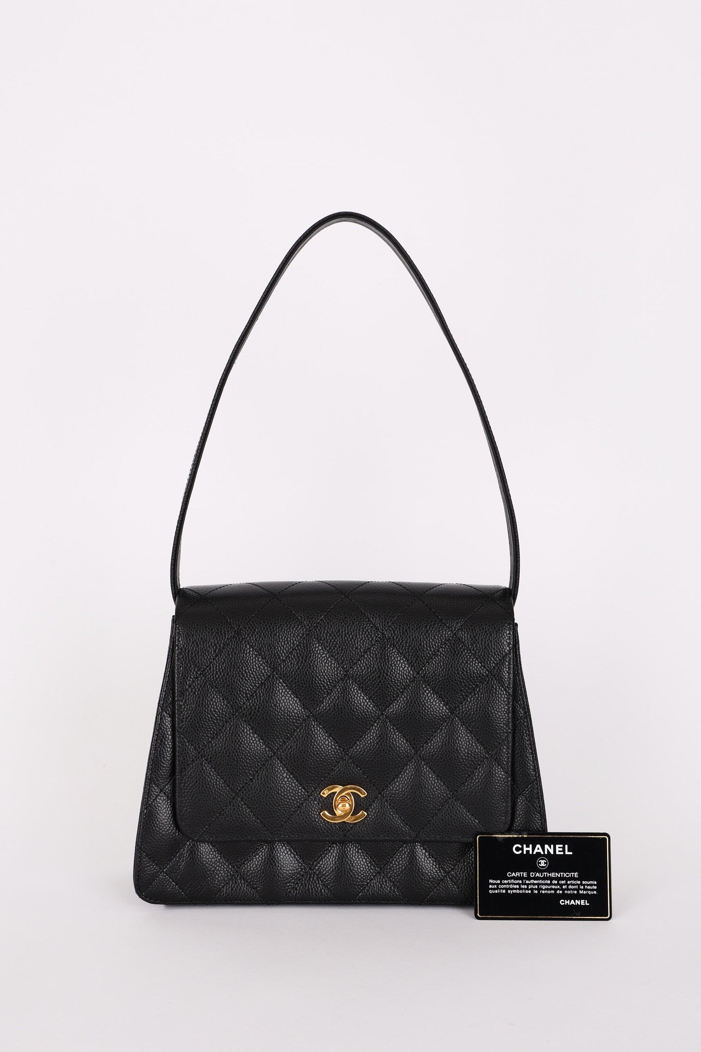 Chanel Kelly Shoulder Bag Black Caviar 24K GP