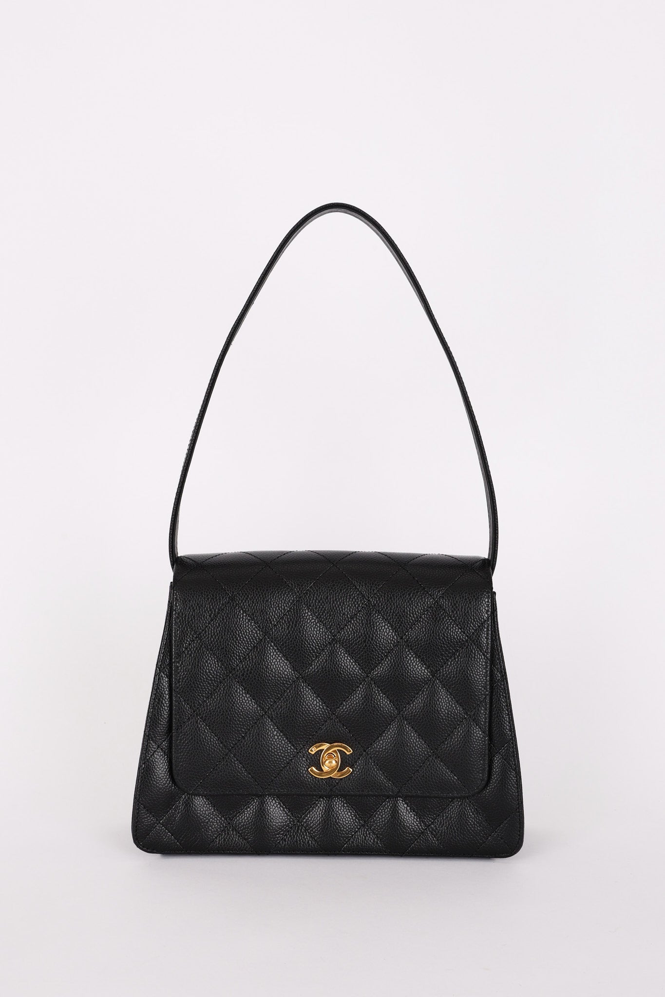 Chanel Kelly Shoulder Bag Black Caviar 24K GP