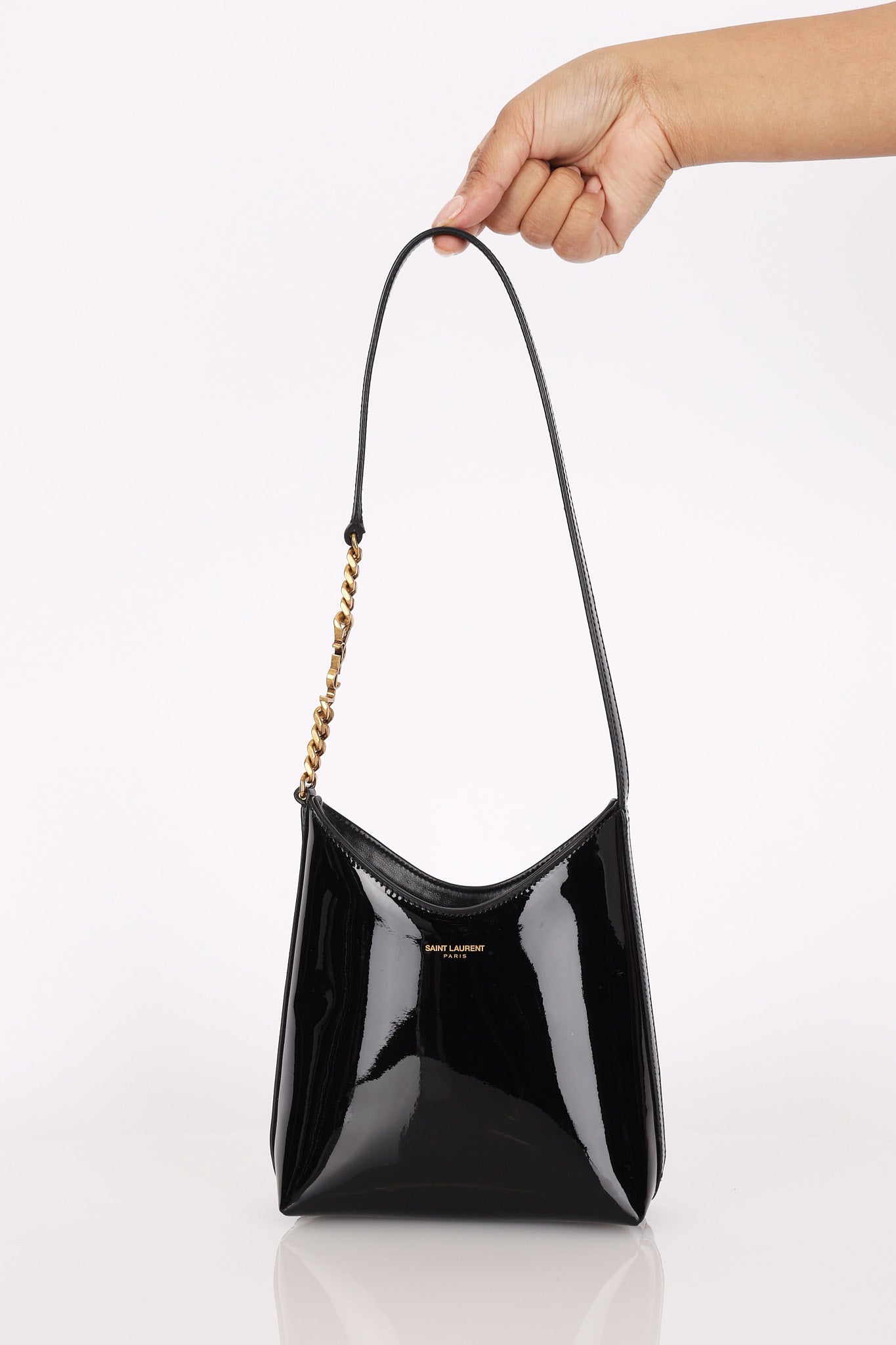 Saint Laurent Mini Rendez-Vous Shoulder Bag Black Patent