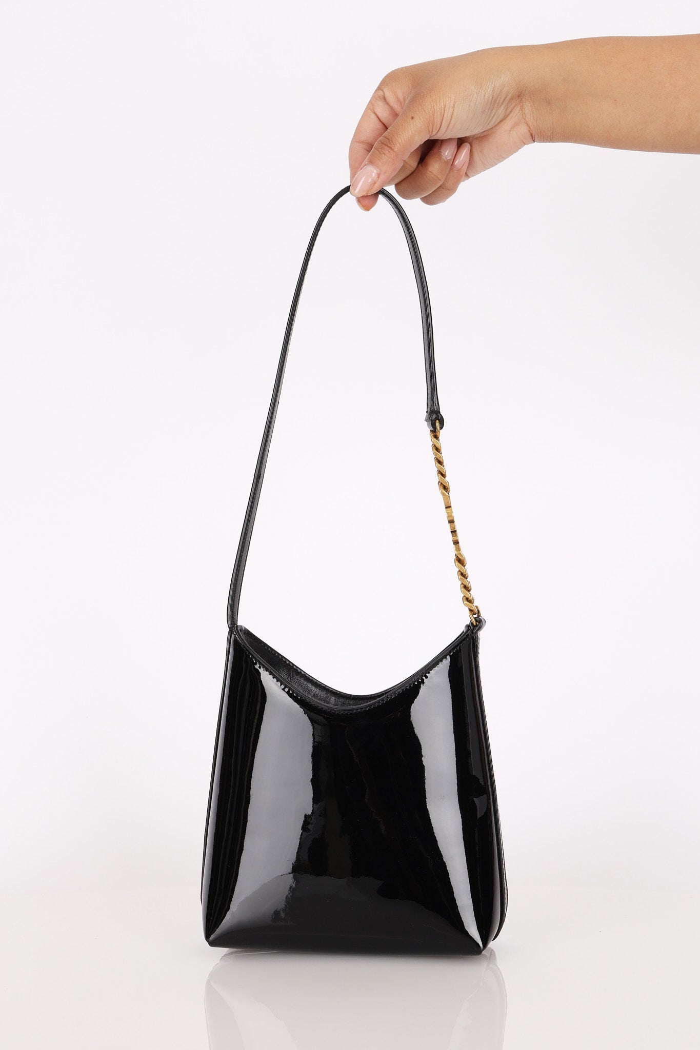 Saint Laurent Mini Rendez-Vous Shoulder Bag Black Patent