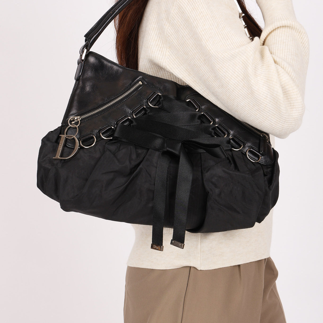 Rare Christian Dior x John Galliano Ballet Corset Couture Hobo Black