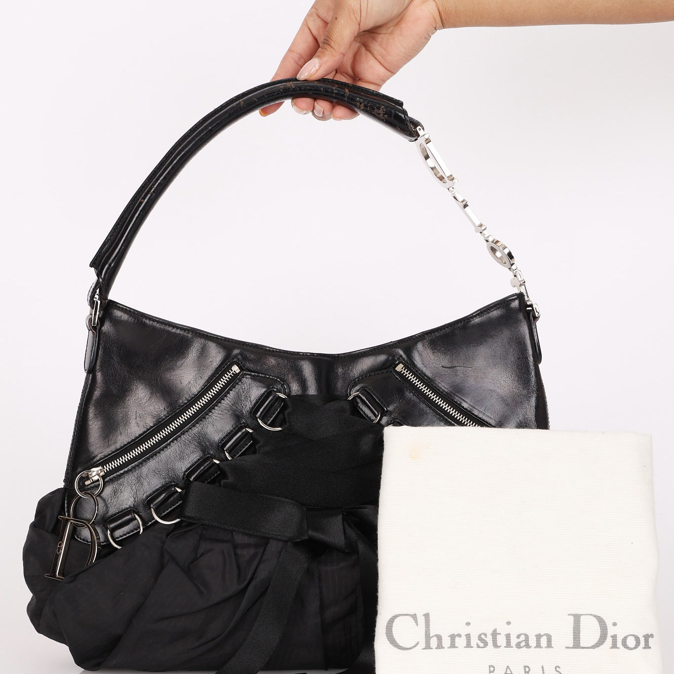Rare Christian Dior x John Galliano Ballet Corset Couture Hobo Black