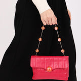 Chanel Chocolate Bar Beaded Chain Shoulder Bag Pink Lambskin SHW