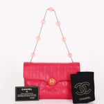 Chanel Chocolate Bar Beaded Chain Shoulder Bag Pink Lambskin SHW