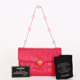 Chanel Chocolate Bar Beaded Chain Shoulder Bag Pink Lambskin SHW