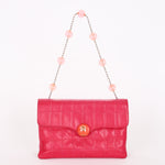 Chanel Chocolate Bar Beaded Chain Shoulder Bag Pink Lambskin SHW