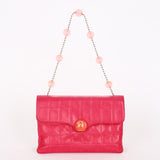 Chanel Chocolate Bar Beaded Chain Shoulder Bag Pink Lambskin SHW