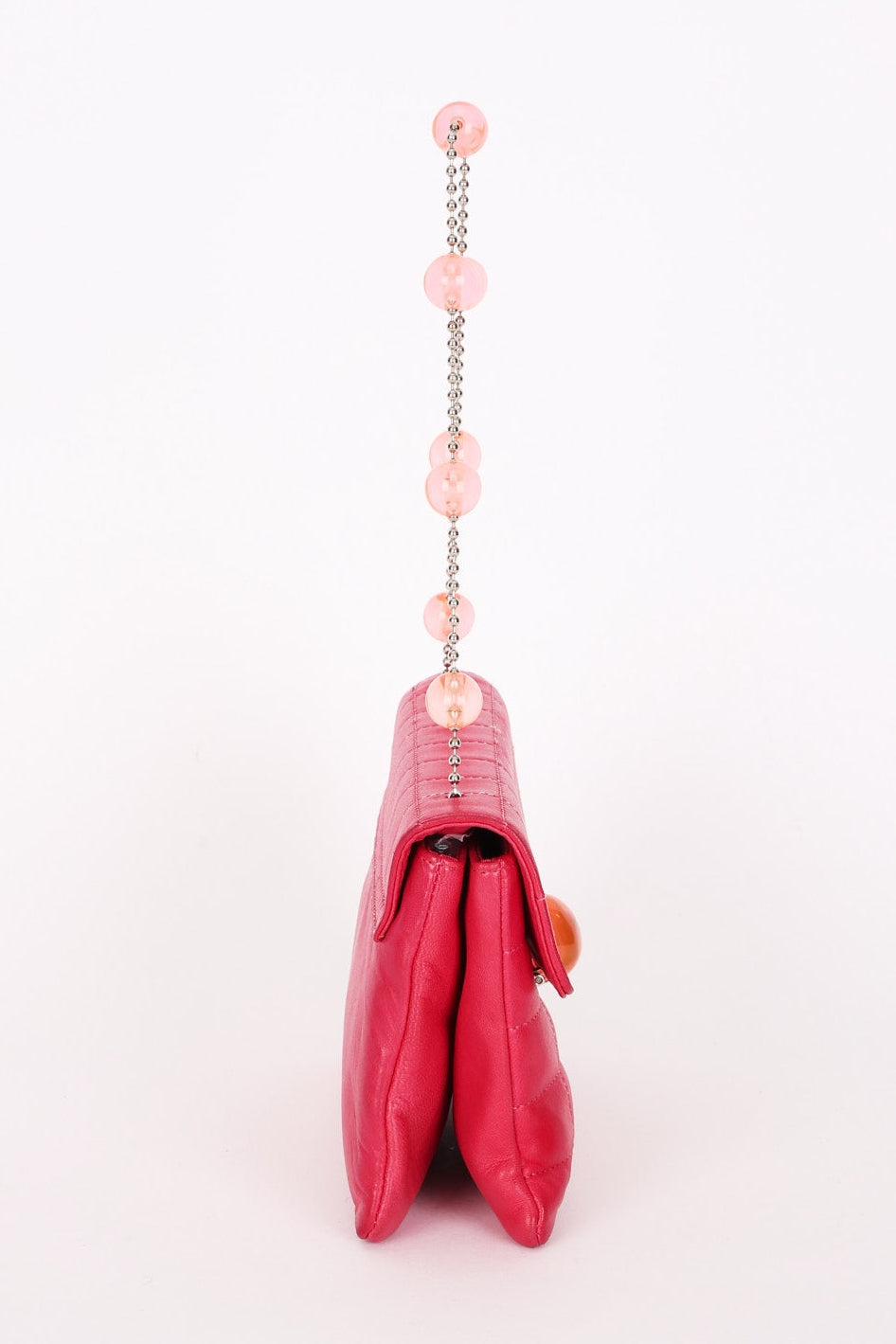Chanel Chocolate Bar Beaded Chain Shoulder Bag Pink Lambskin SHW