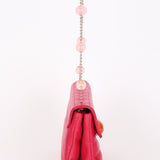 Chanel Chocolate Bar Beaded Chain Shoulder Bag Pink Lambskin SHW