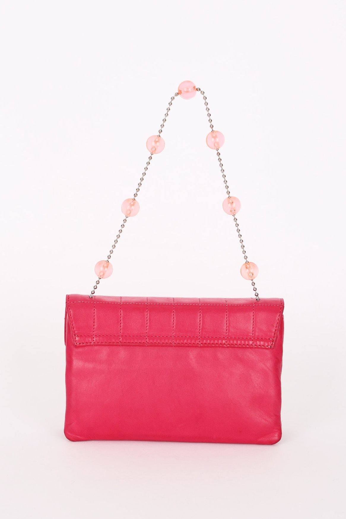 Chanel Chocolate Bar Beaded Chain Shoulder Bag Pink Lambskin SHW