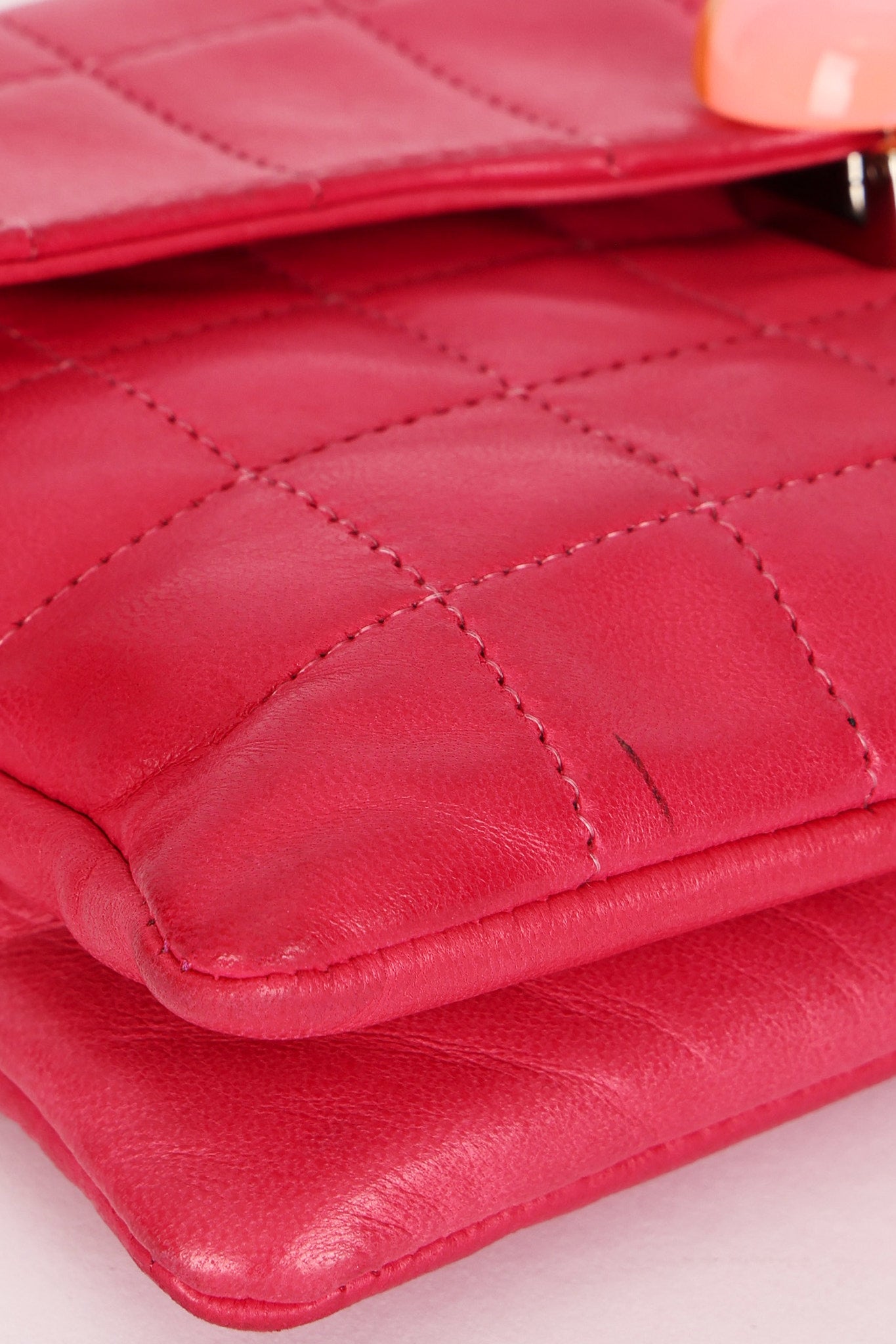 Chanel Chocolate Bar Beaded Chain Shoulder Bag Pink Lambskin SHW