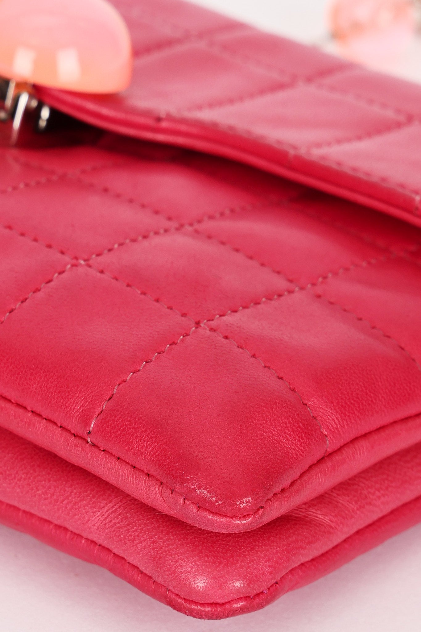 Chanel Chocolate Bar Beaded Chain Shoulder Bag Pink Lambskin SHW