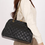 Chanel Kisslock Shoulder Bag Black Lambskin 24K GP