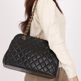 Chanel Kisslock Shoulder Bag Black Lambskin 24K GP