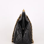 Chanel Kisslock Shoulder Bag Black Lambskin 24K GP