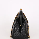 Chanel Kisslock Shoulder Bag Black Lambskin 24K GP