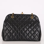 Chanel Kisslock Shoulder Bag Black Lambskin 24K GP