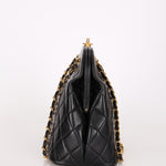 Chanel Kisslock Shoulder Bag Black Lambskin 24K GP