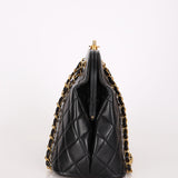 Chanel Kisslock Shoulder Bag Black Lambskin 24K GP