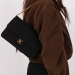 Chanel Single Flap Black Jersey 24K GP