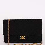 Chanel Single Flap Black Jersey 24K GP