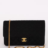Chanel Single Flap Black Jersey 24K GP