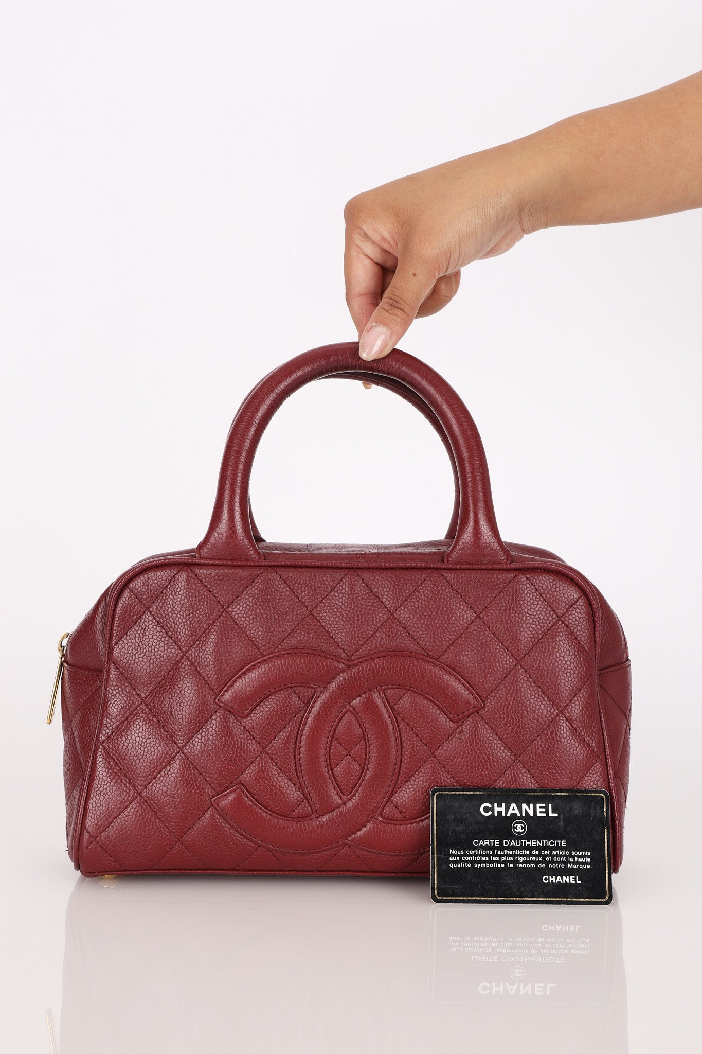 Chanel Timeless Top Handle Bag Bordeaux Caviar GHW