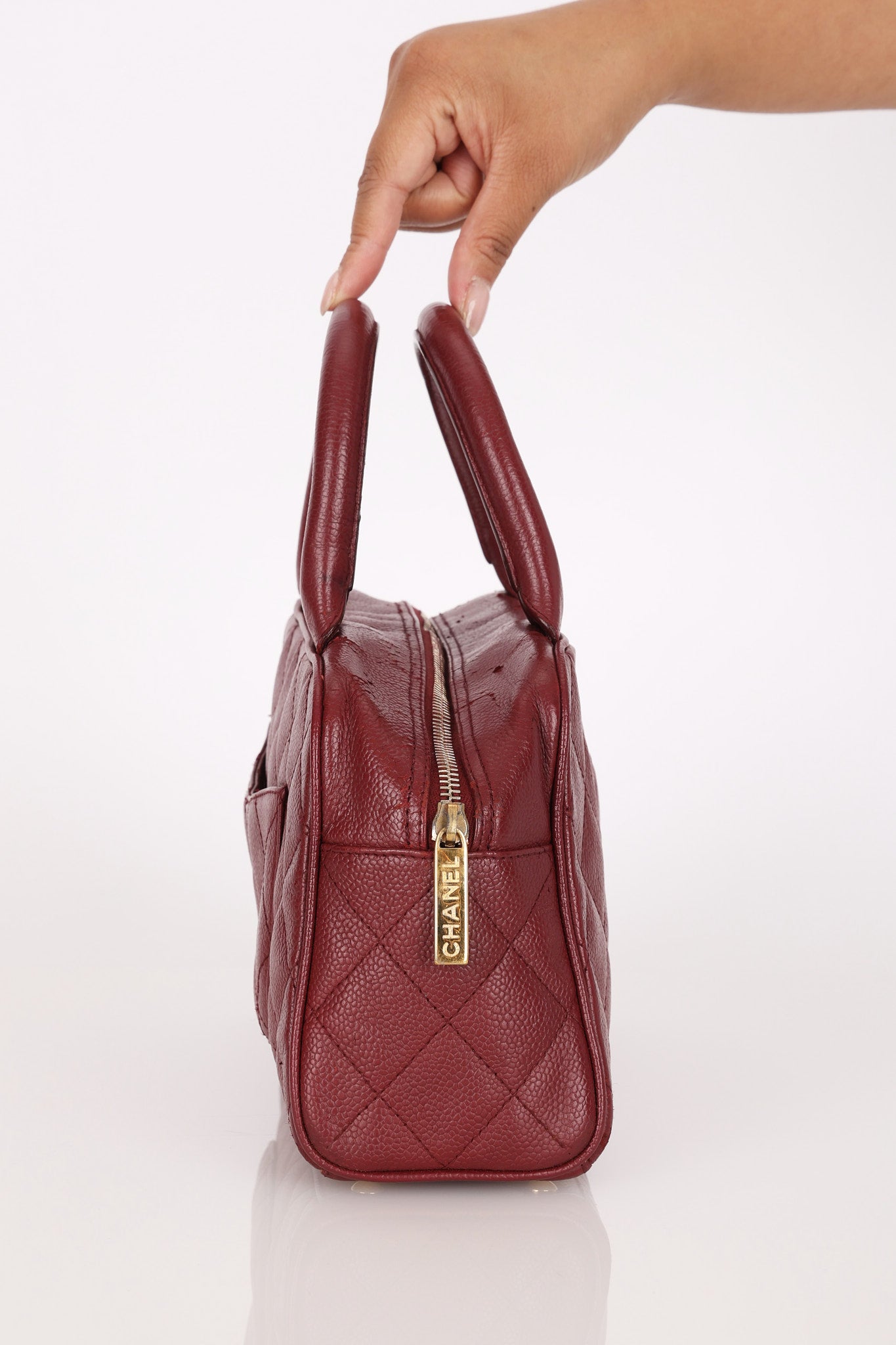 Chanel Timeless Top Handle Bag Bordeaux Caviar GHW