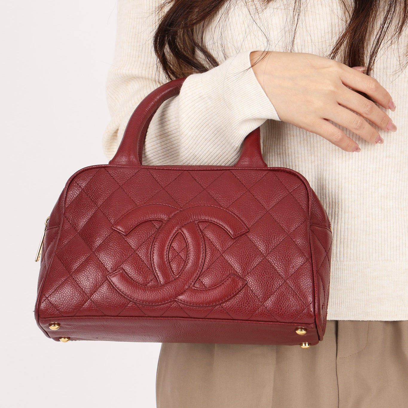 Chanel Timeless Top Handle Bag Bordeaux Caviar GHW