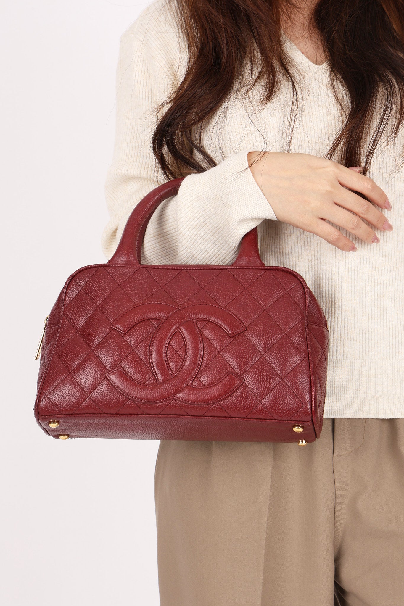 Chanel Timeless Top Handle Bag Bordeaux Caviar GHW