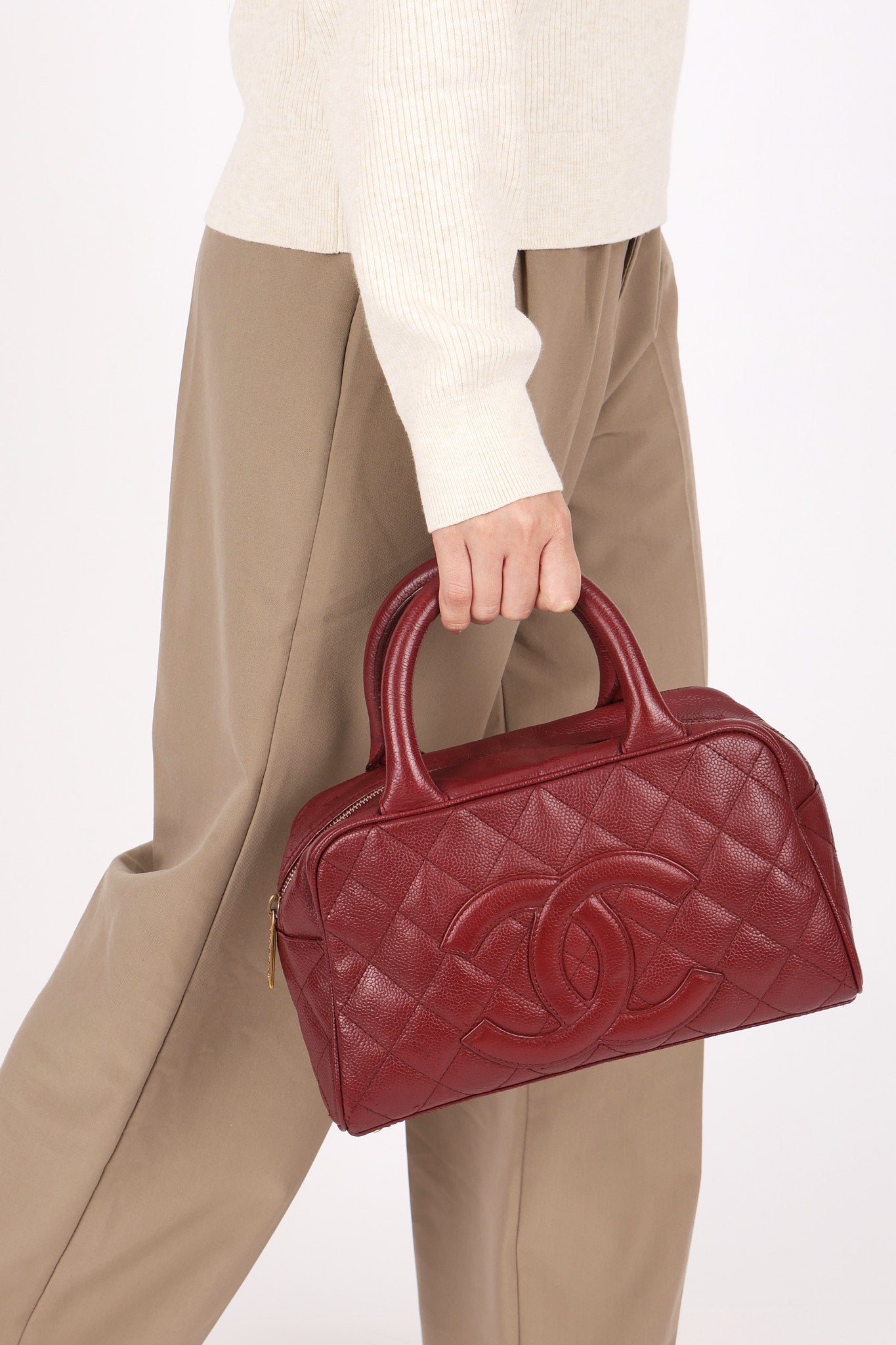 Chanel Timeless Top Handle Bag Bordeaux Caviar GHW