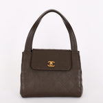 Chanel Kelly Turnlock Shoulder Bag Dark Taupe Caviar AGHW