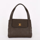 Chanel Kelly Turnlock Shoulder Bag Dark Taupe Caviar AGHW