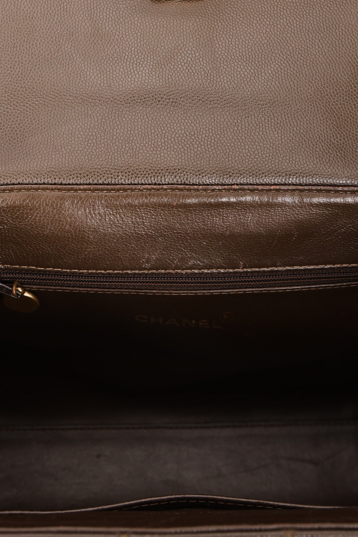 Chanel Kelly Turnlock Shoulder Bag Dark Taupe Caviar AGHW