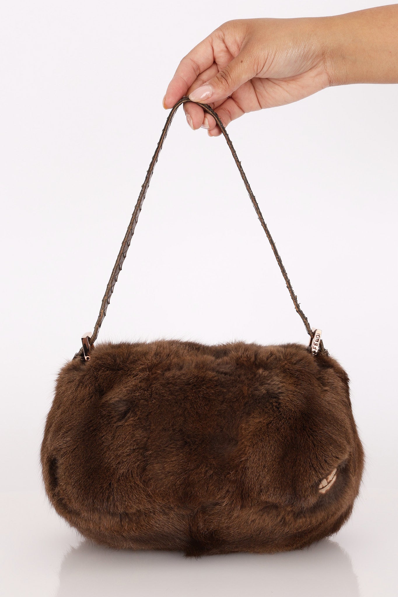 Fendi Mini Mamma Baguette Bag Fur and Exotic RGHW