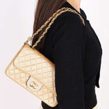 Chanel Pearl Single Flap Gold Iridescent Suede 2014 AGHW