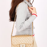 Chanel Pearl Single Flap Gold Iridescent Suede 2014 AGHW