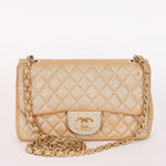 Chanel Pearl Single Flap Gold Iridescent Suede 2014 AGHW