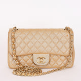 Chanel Pearl Single Flap Gold Iridescent Suede 2014 AGHW