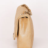 Chanel Pearl Single Flap Gold Iridescent Suede 2014 AGHW
