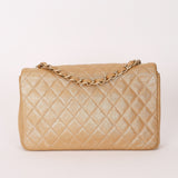 Chanel Pearl Single Flap Gold Iridescent Suede 2014 AGHW