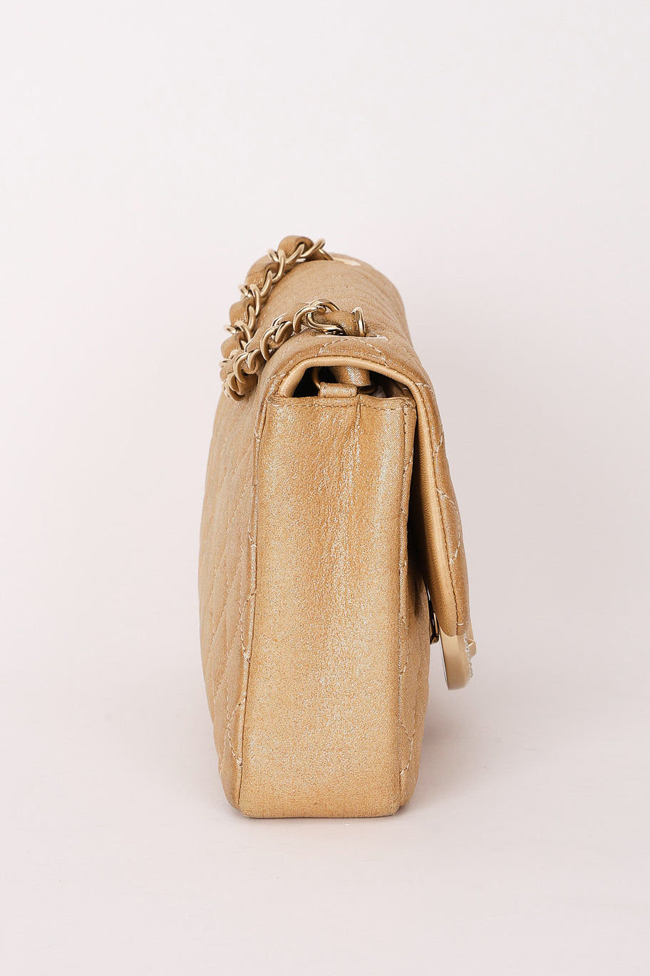 Chanel Pearl Single Flap Gold Iridescent Suede 2014 AGHW