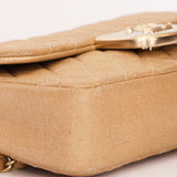 Chanel Pearl Single Flap Gold Iridescent Suede 2014 AGHW