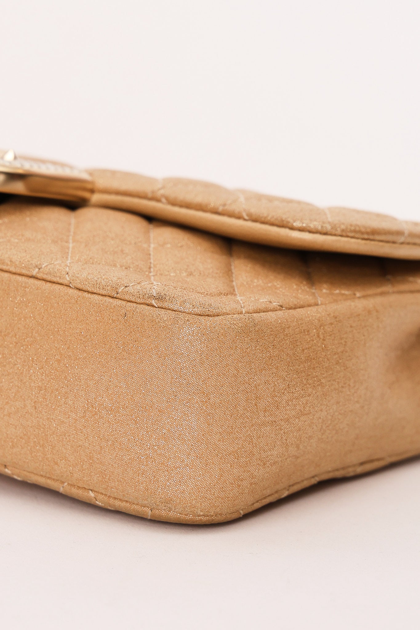 Chanel Pearl Single Flap Gold Iridescent Suede 2014 AGHW