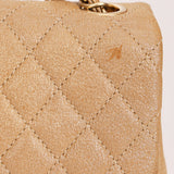 Chanel Pearl Single Flap Gold Iridescent Suede 2014 AGHW