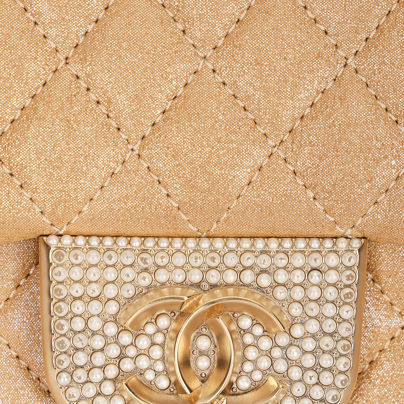 Chanel Pearl Single Flap Gold Iridescent Suede 2014 AGHW
